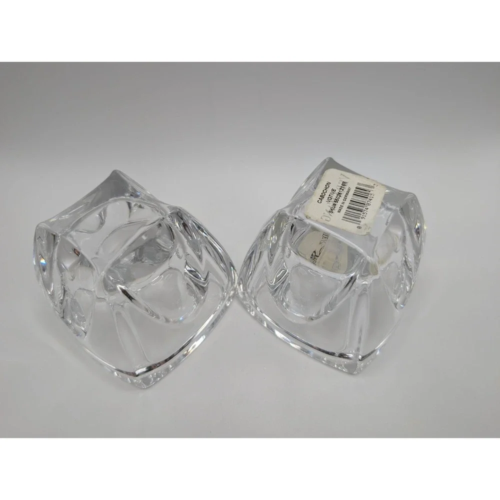 Pair of Vera Wang Wedgwood Crystal Cabochon Votive Candle Holders Germany Heavy